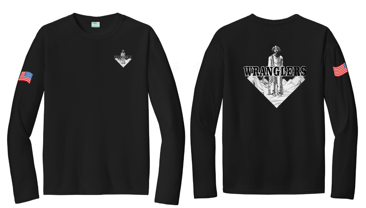 4Wranglers: Logo 1 Cowboy long sleeve performance t-shirt